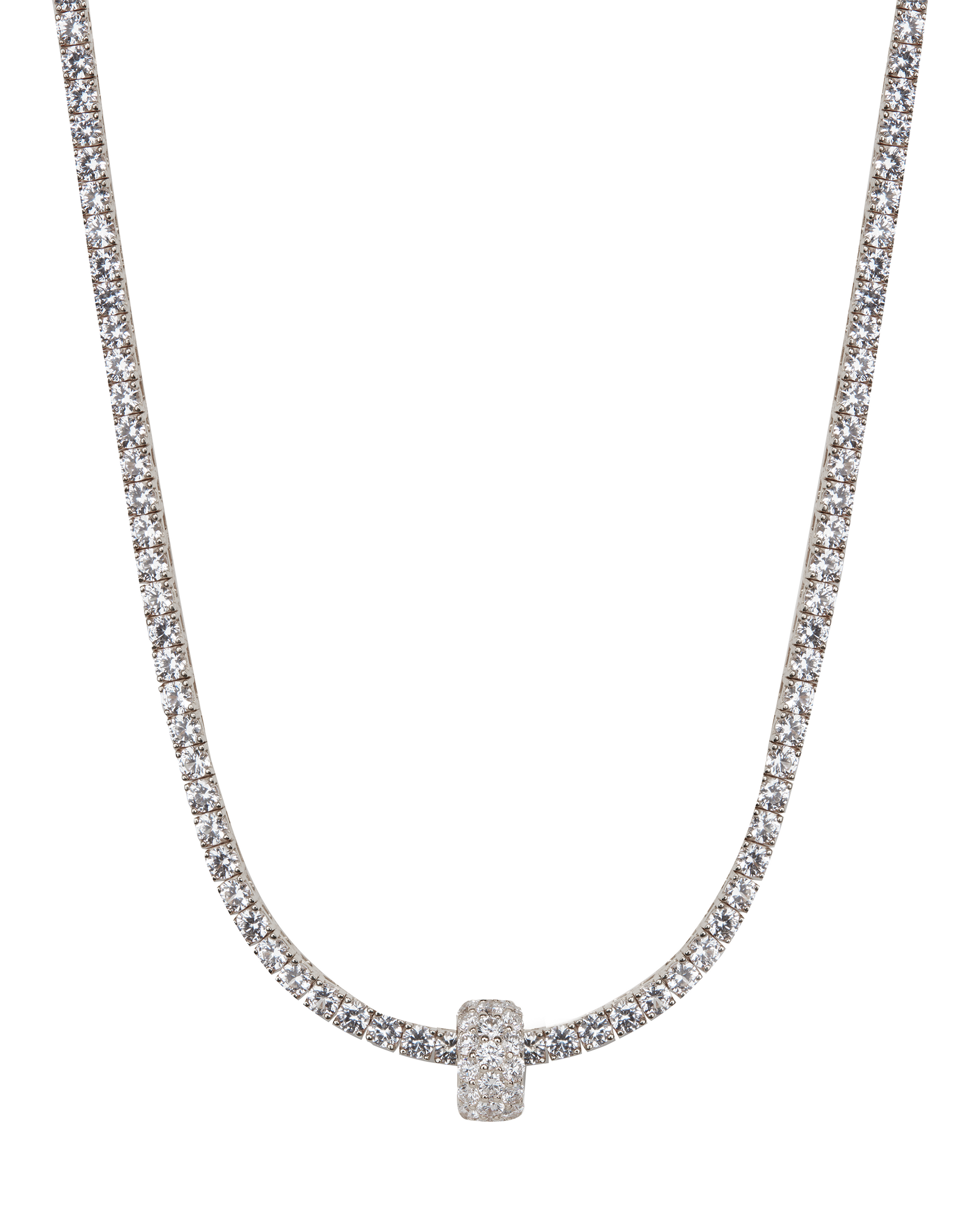 THREE-ROW RIVIÈRE PENDANT, LAB DIAMOND, SILVER