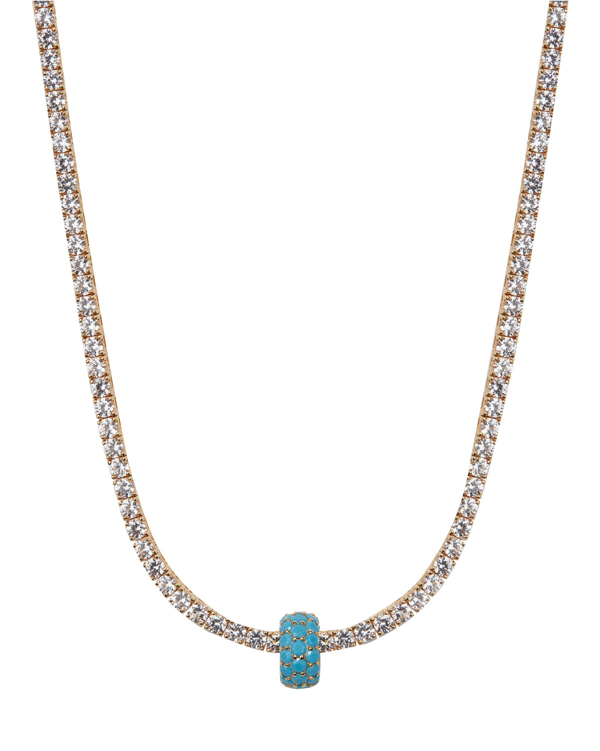 THREE-ROW RIVIÈRE PENDANT, NANO TURQUOISE, GOLD