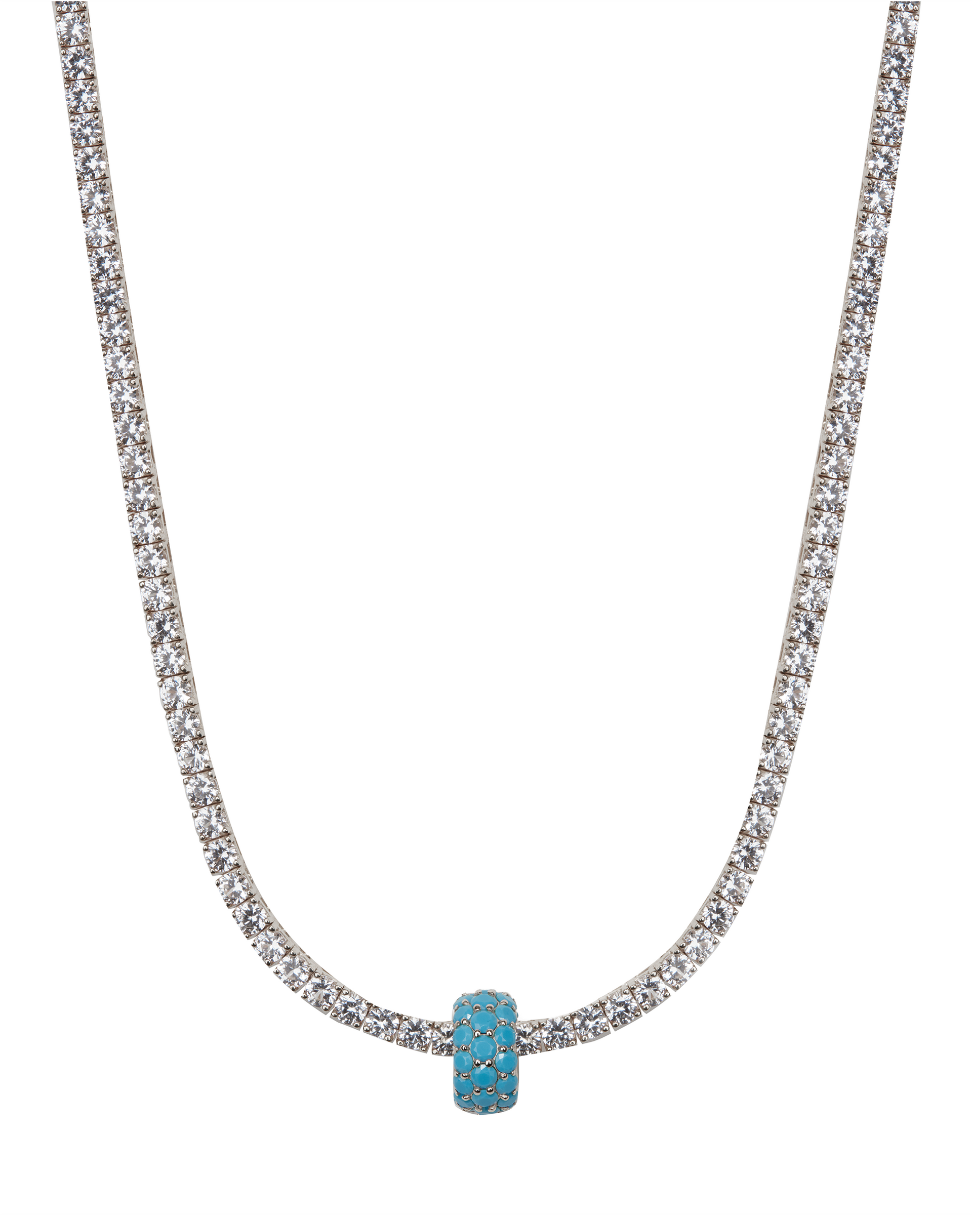 THREE-ROW RIVIÈRE PENDANT, NANO TURQUOISE, SILVER