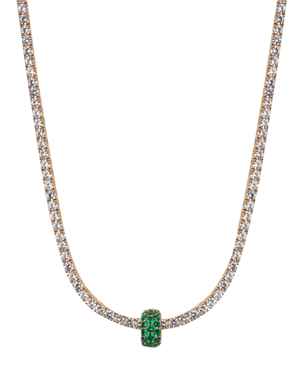 THREE-ROW RIVIÈRE PENDANT, NANO CRYSTAL EMERALD, GOLD