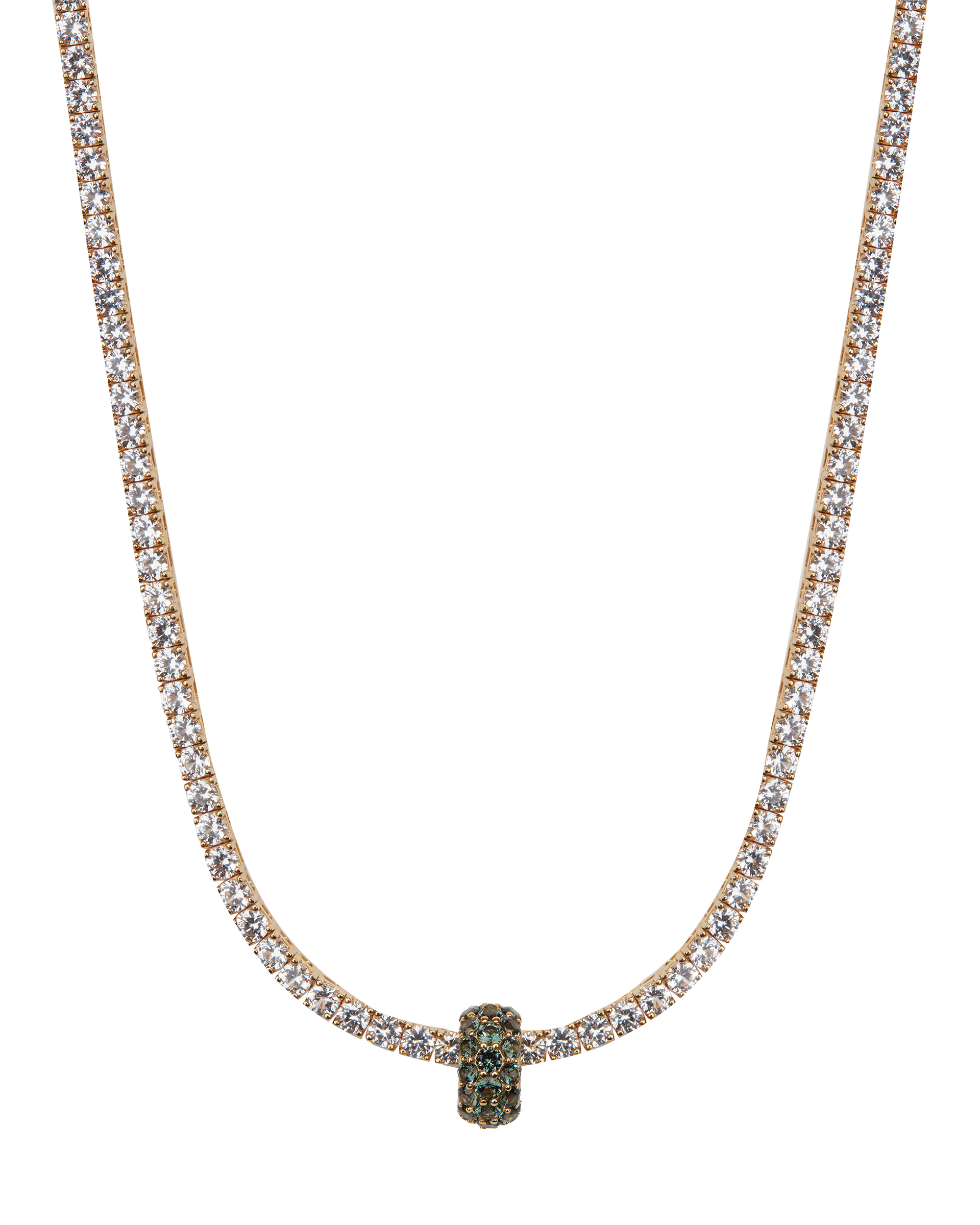 THREE-ROW RIVIÈRE PENDANT, LAB DARK GREEN TOURMALINE, GOLD