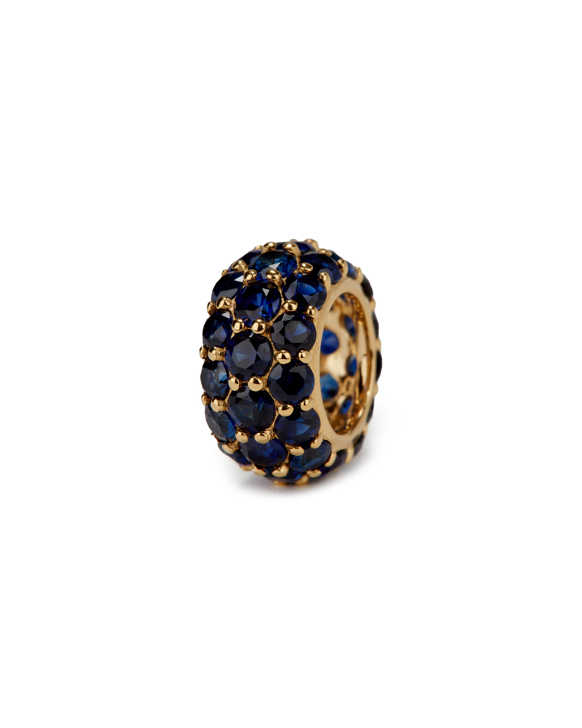 THREE-ROW ROW RIVIÈRE PENDANT, LAB BLUE SAPPHIRE, GOLD