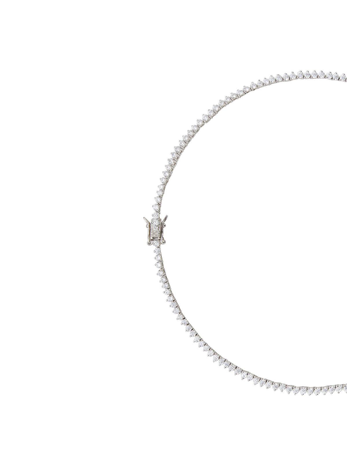 CAMPBELL GRADUATED, LAB WHITE SAPPHIRE SILVER RIVIÈRE NECKLACE