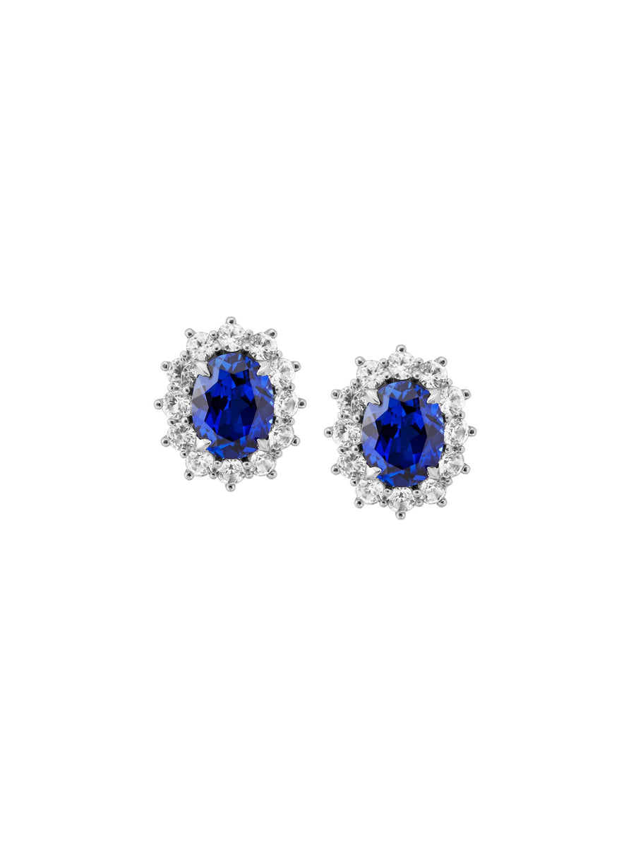 SPENCER, LAB BLUE AND WHITE SAPPHIRE STUDS