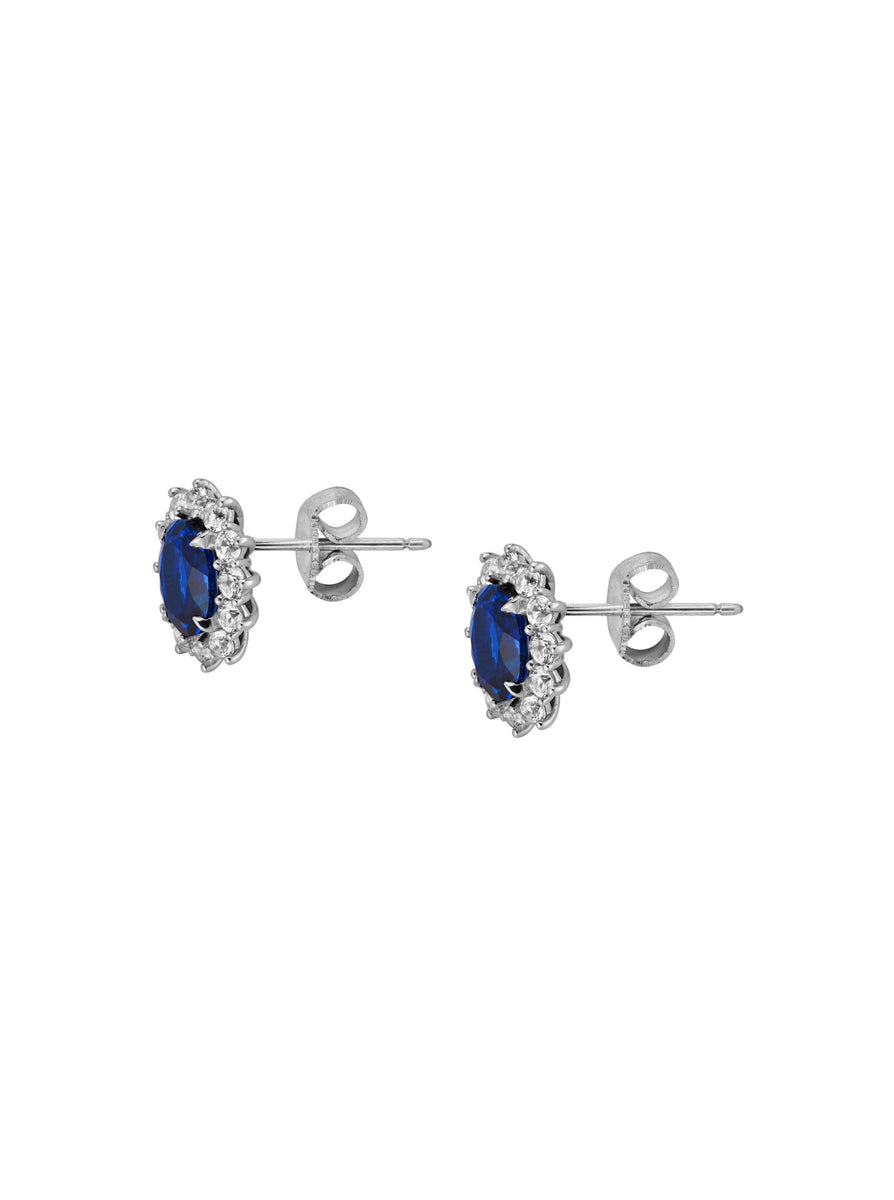 SPENCER, LAB BLUE AND WHITE SAPPHIRE STUDS