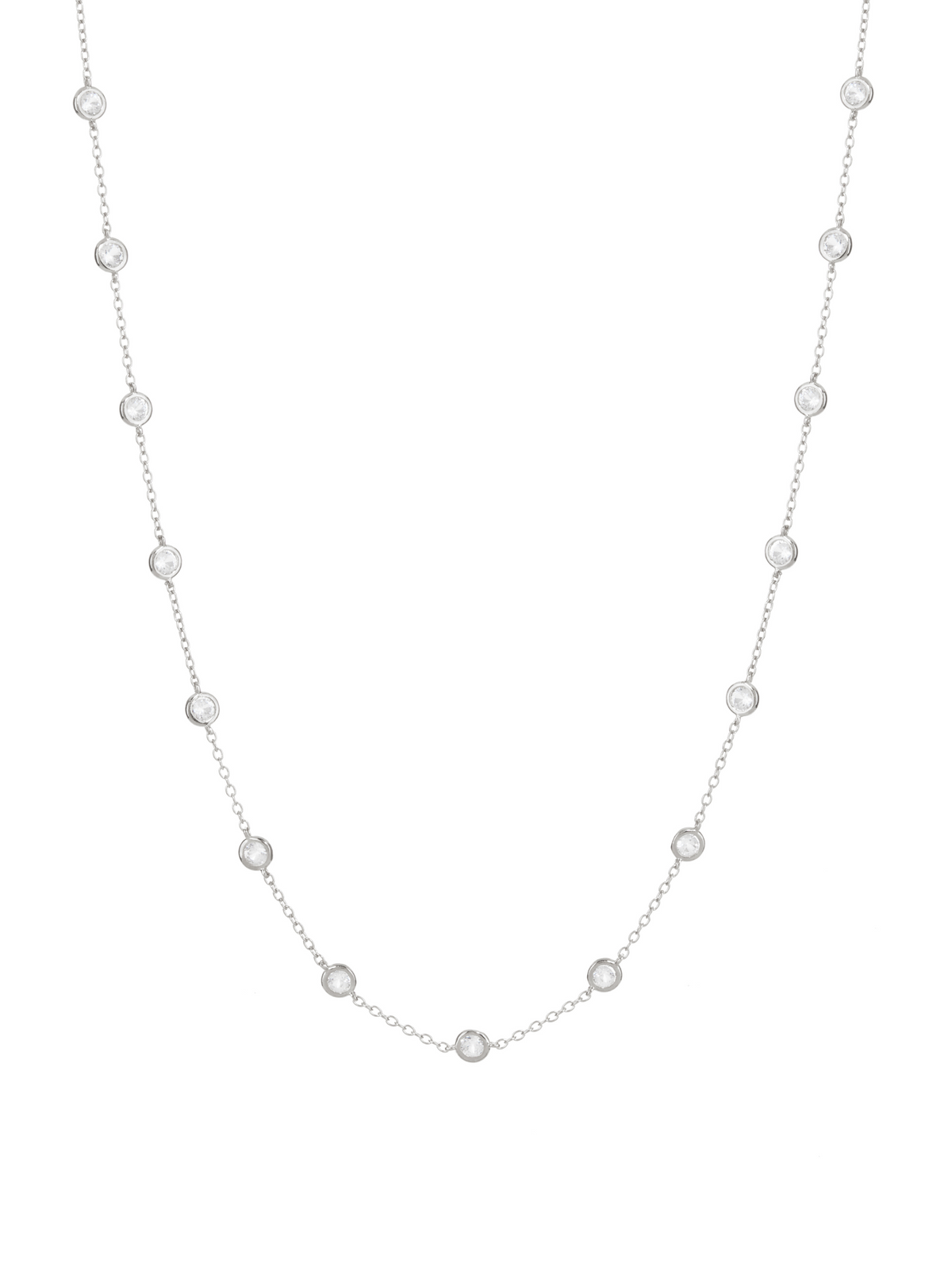 CLEMENCE, 1.50 CARAT 15 STONE STRAND NECKLACE, SILVER