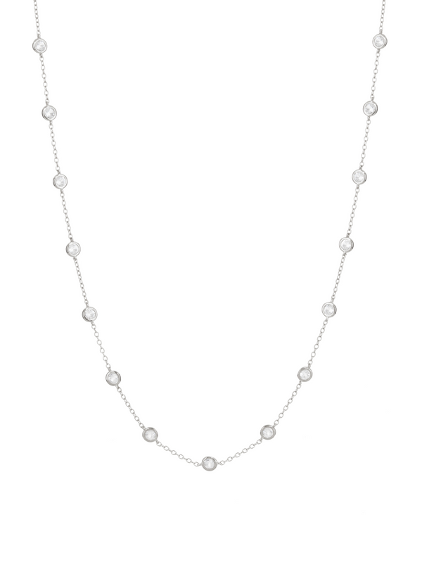 CLEMENCE, 1.50 CARAT 15 STONE STRAND NECKLACE, SILVER