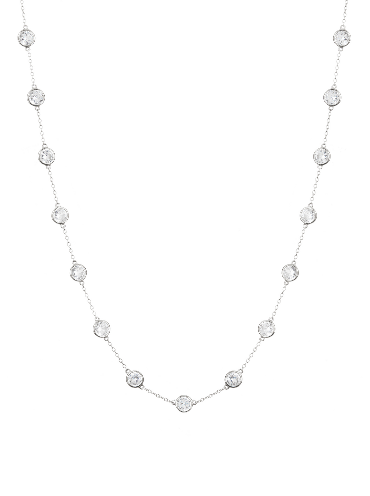 CLEMENCE, 7.50 CARAT 15 STONE STRAND NECKLACE, SILVER