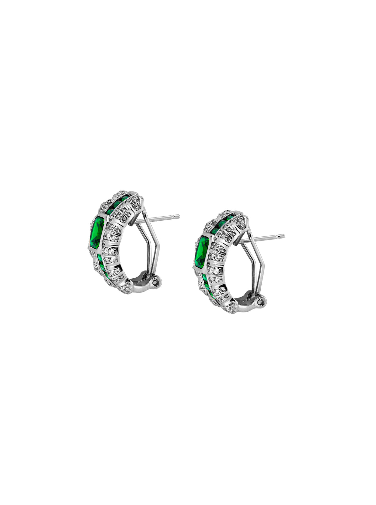 CRAWFORD, BAGUETTE AND ASSCHER NANO CRYSTAL EMERALD EARRINGS