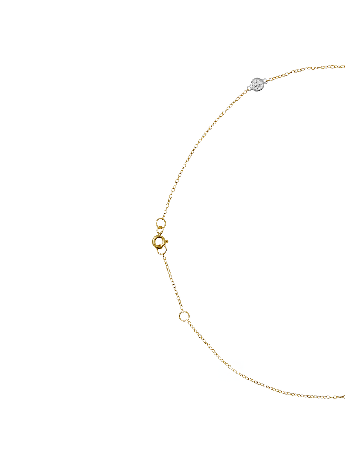 CLEMENCE, 8 STONE TWO-TONE STRAND NECKLACE, GOLD AND SILVER