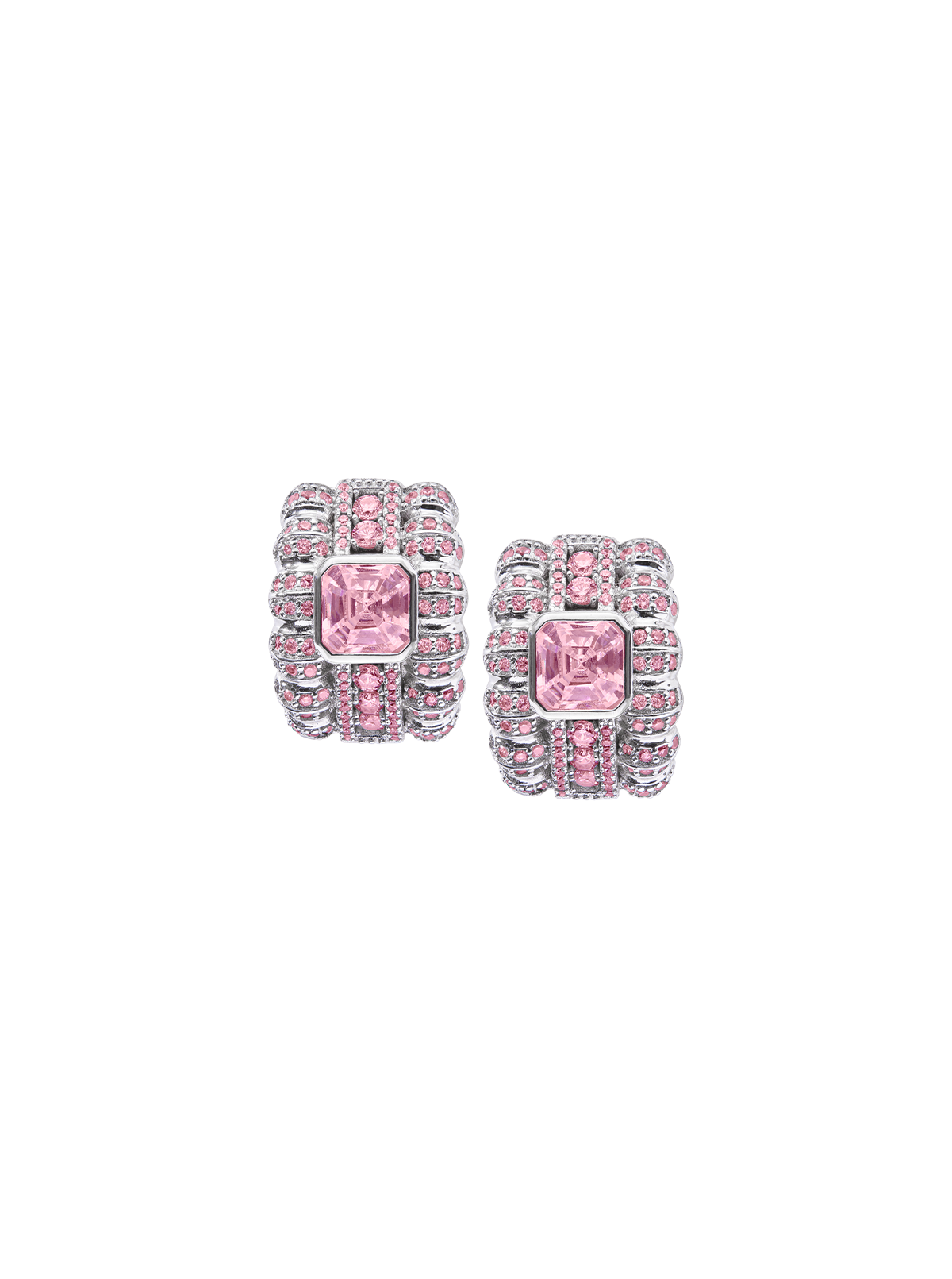 CRAWFORD ASSCHER CUT LIGHT PINK SAPPHIRE EARRINGS