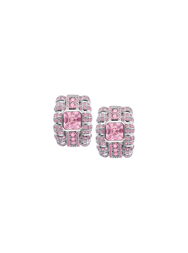 CRAWFORD ASSCHER CUT LIGHT PINK SAPPHIRE EARRINGS