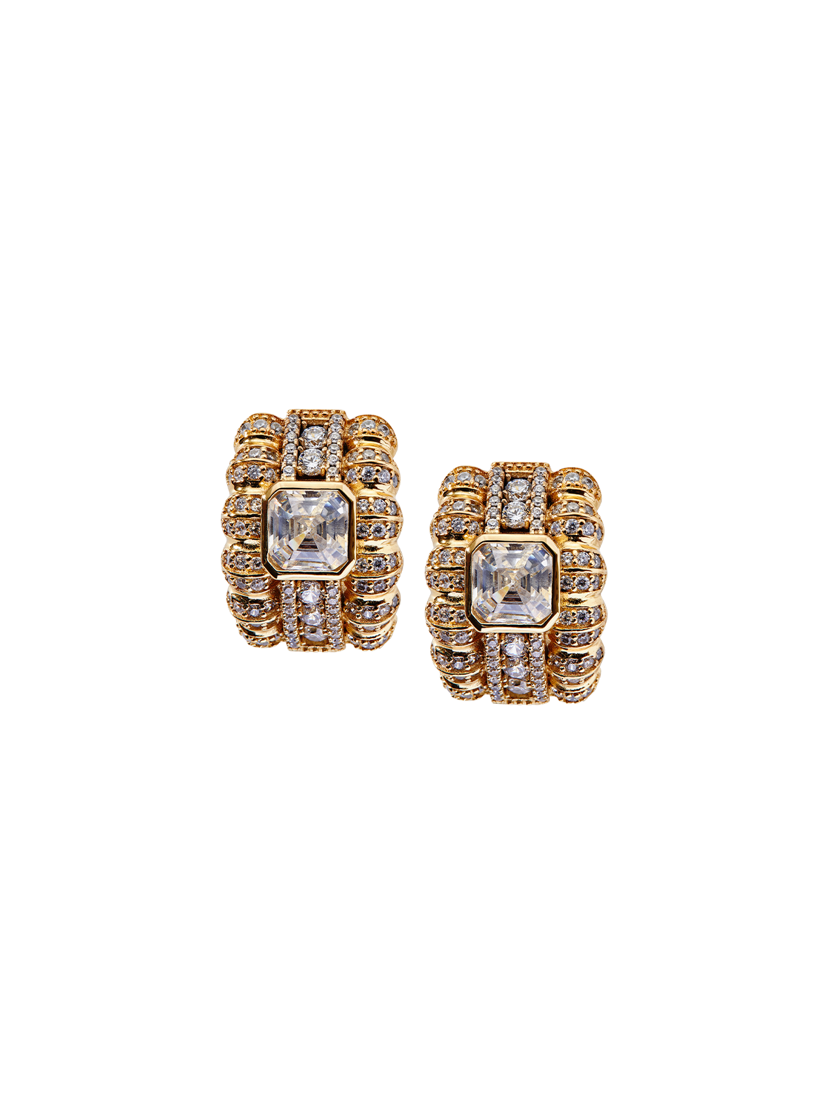 CRAWFORD ASSCHER CUT EARRINGS, GOLD