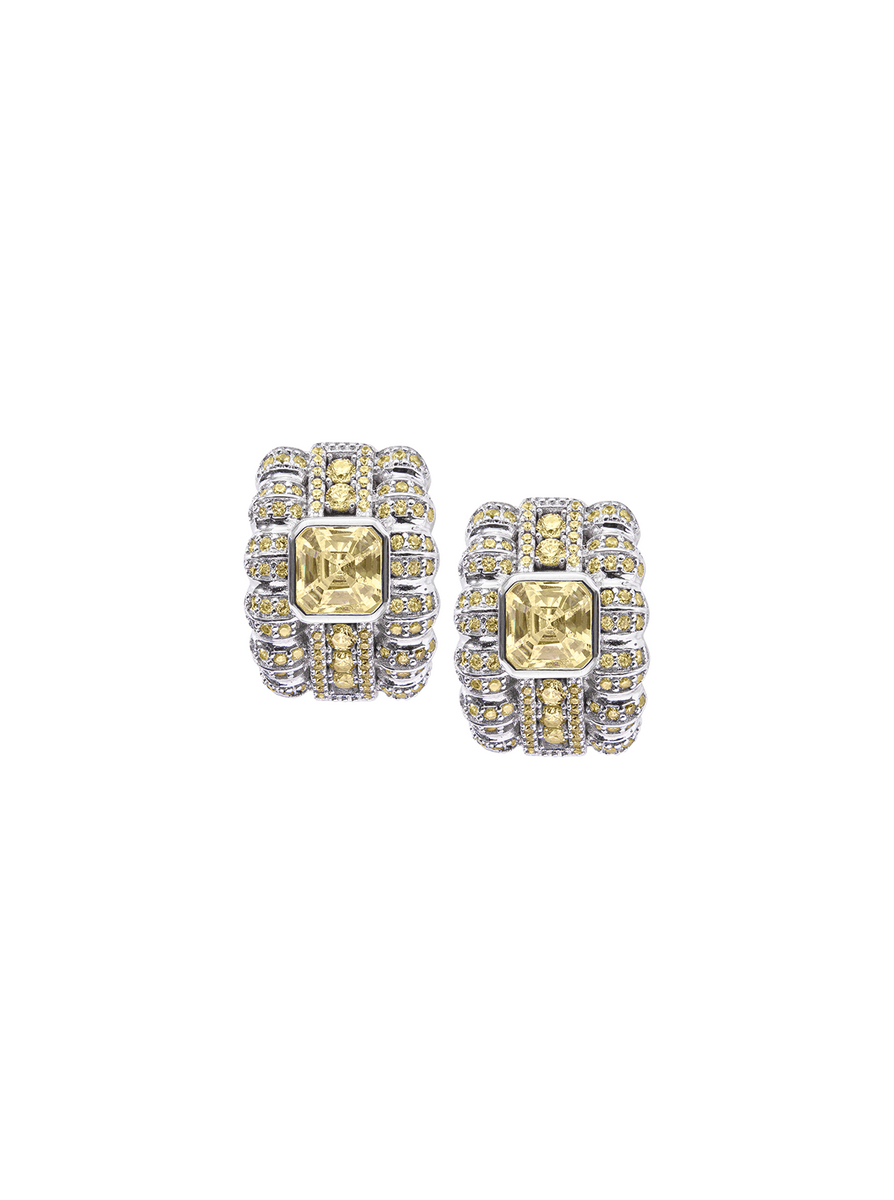 CRAWFORD ASSCHER CUT LIGHT YELLOW SAPPHIRE EARRINGS