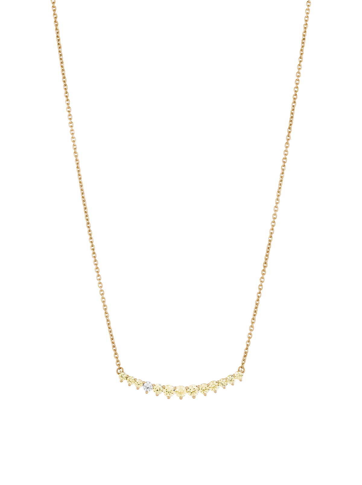 CURVE, LAB YELLOW SAPPHIRE AND DIAMOND GOLD NECKLACE