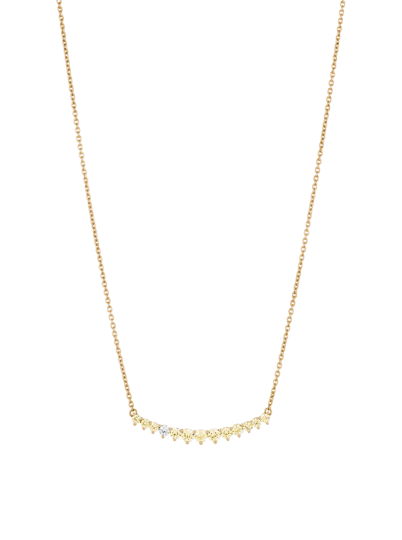 CURVE, LAB YELLOW SAPPHIRE AND DIAMOND GOLD NECKLACE