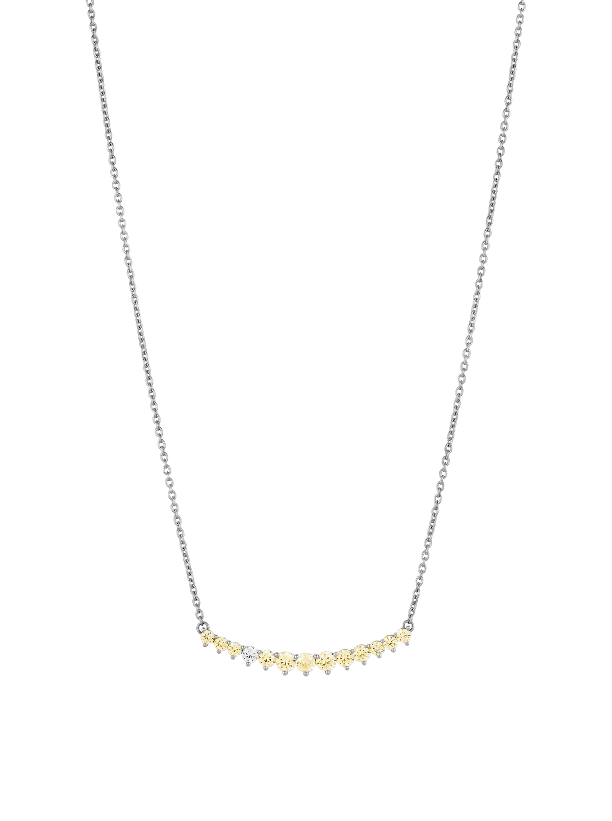 CURVE, LAB YELLOW SAPPHIRE AND DIAMOND SILVER NECKLACE