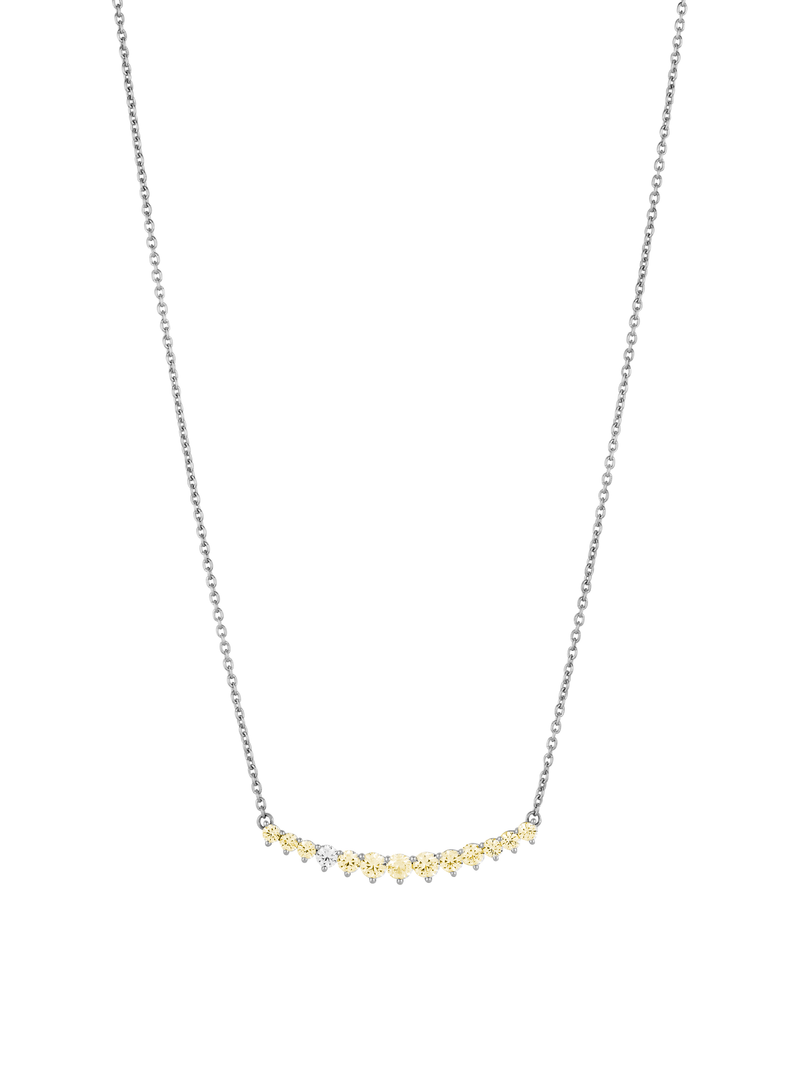 CURVE, LAB YELLOW SAPPHIRE AND DIAMOND SILVER NECKLACE