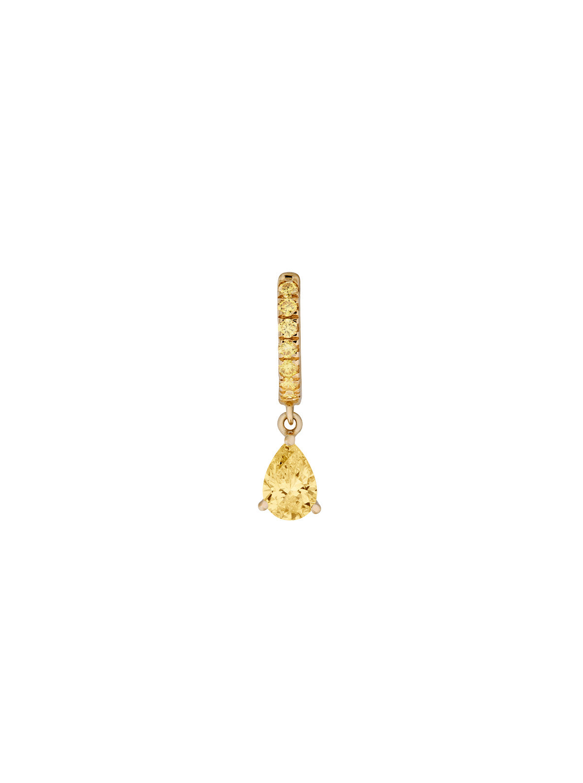 PAVÉ LAB YELLOW HUGGIE EARRING YELLOW PEAR DROP, GOLD