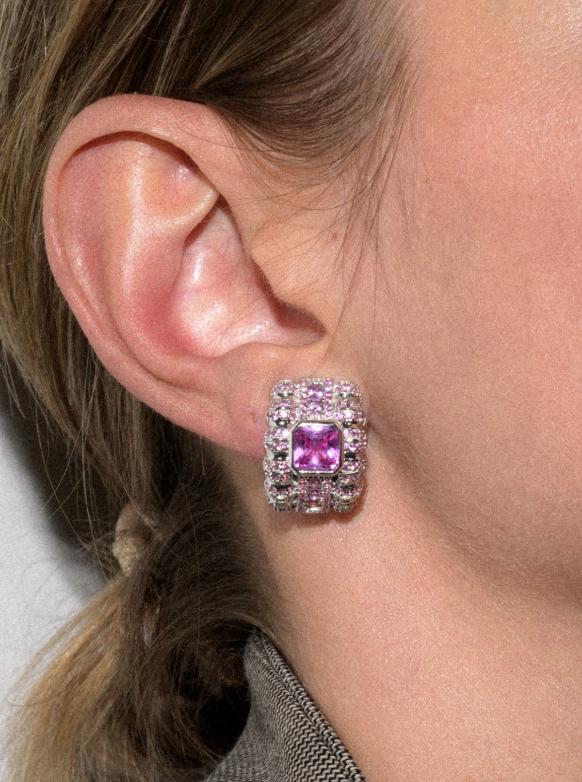 CRAWFORD ASSCHER CUT LIGHT PINK SAPPHIRE EARRINGS