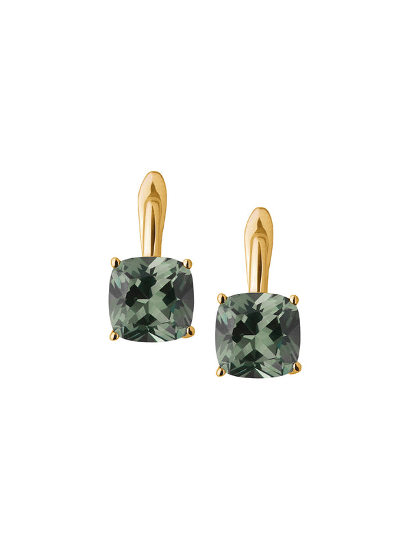 PORTER LAB MOSS GREEN CUSHION CUT DROP EARRINGS, GOLD