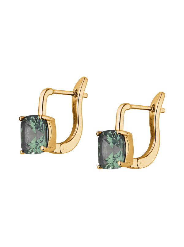 PORTER LAB MOSS GREEN CUSHION CUT DROP EARRINGS, GOLD