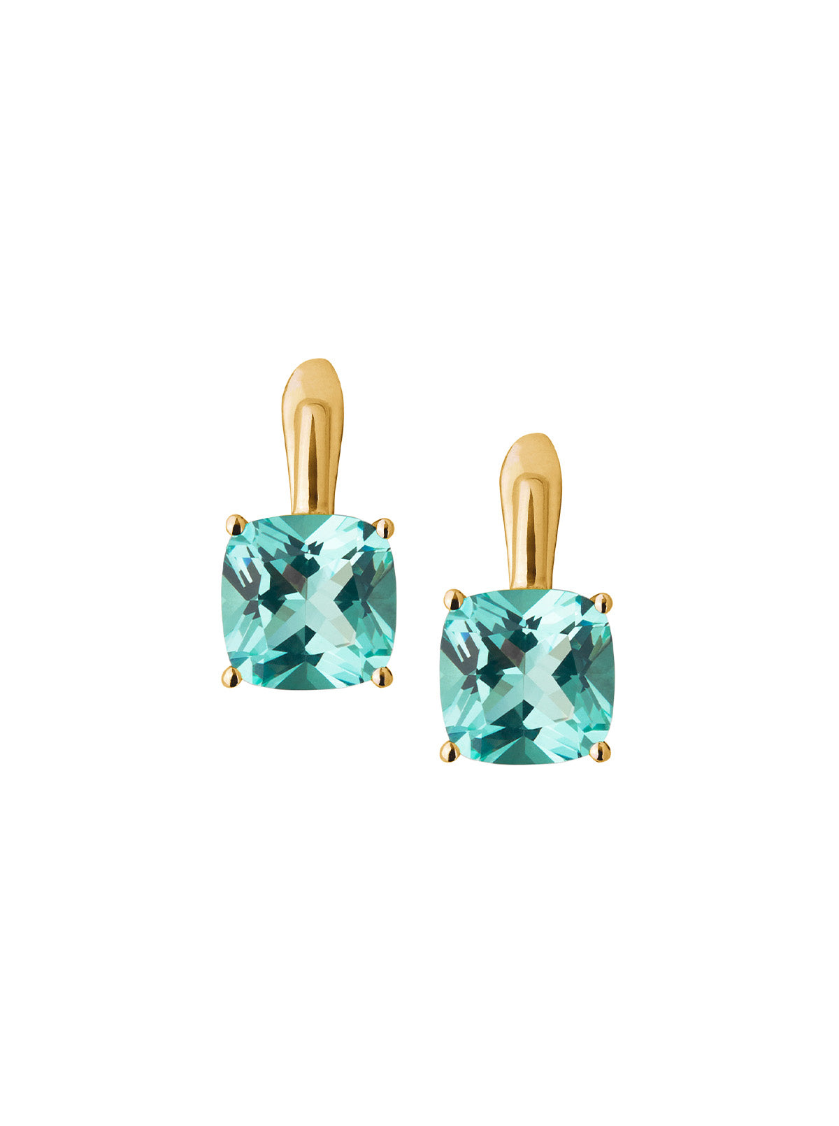 PORTER NANO AZURE GREEN CUSHION CUT DROP EARRINGS, GOLD