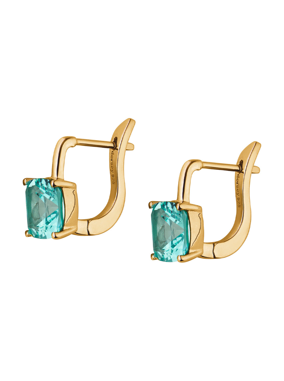 PORTER NANO AZURE GREEN CUSHION CUT DROP EARRINGS, GOLD