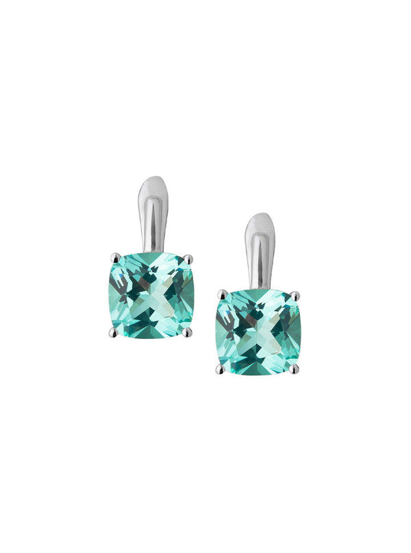 PORTER NANO AZURE GREEN CUSHION CUT DROP EARRINGS, SILVER