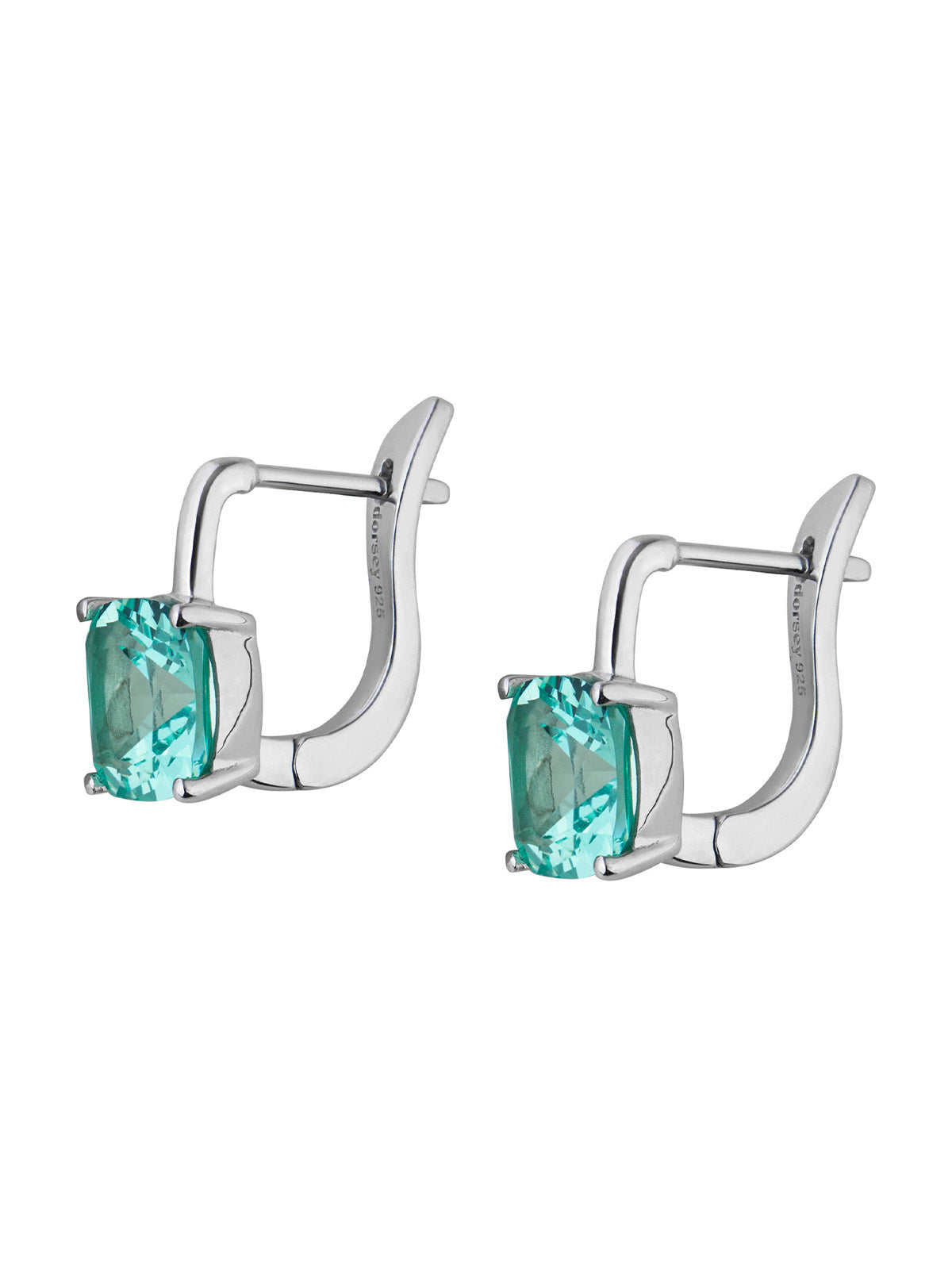 PORTER NANO AZURE GREEN CUSHION CUT DROP EARRINGS, SILVER