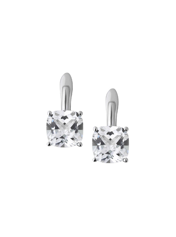 PORTER CUSHION CUT DROP EARRINGS, SILVER