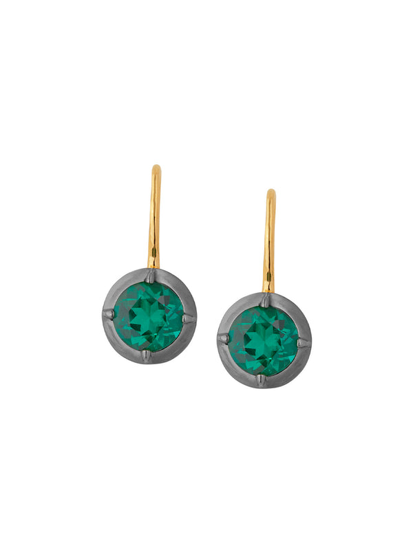 LUCIEN LAB EMERALD LATCHBACK EARRINGS, 14K YELLOW GOLD