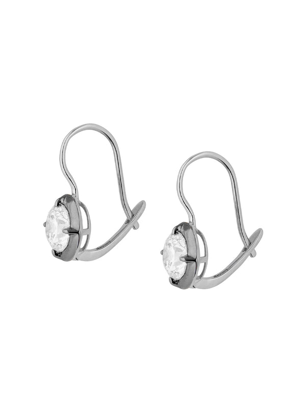 LUCIEN LAB SAPPHIRE LATCHBACK EARRINGS, SILVER