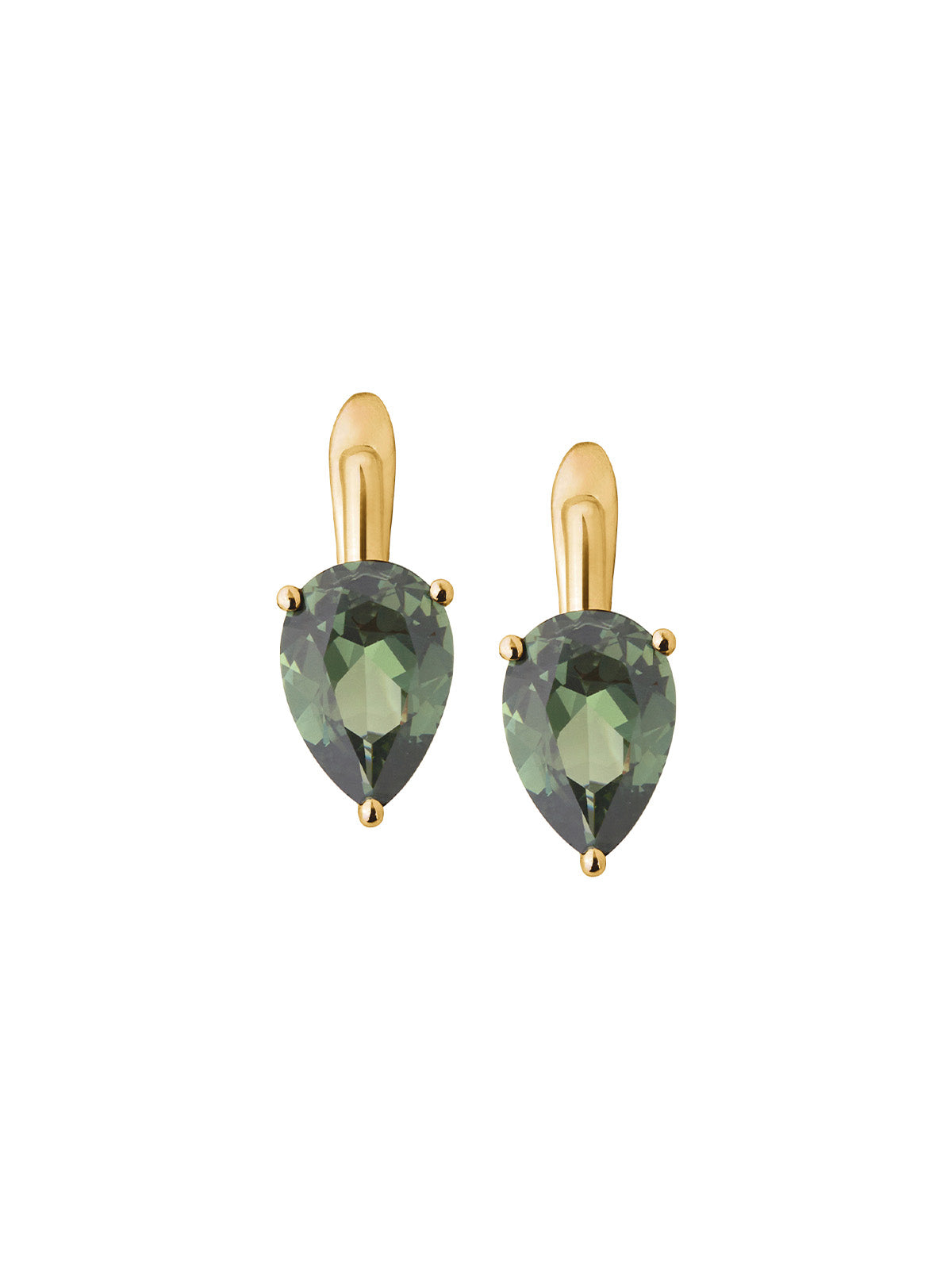 PORTER LAB MOSS GREEN PEAR CUT DROP EARRINGS, GOLD