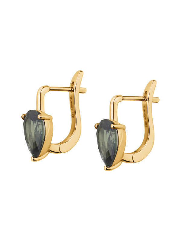 PORTER LAB MOSS GREEN PEAR CUT DROP EARRINGS, GOLD