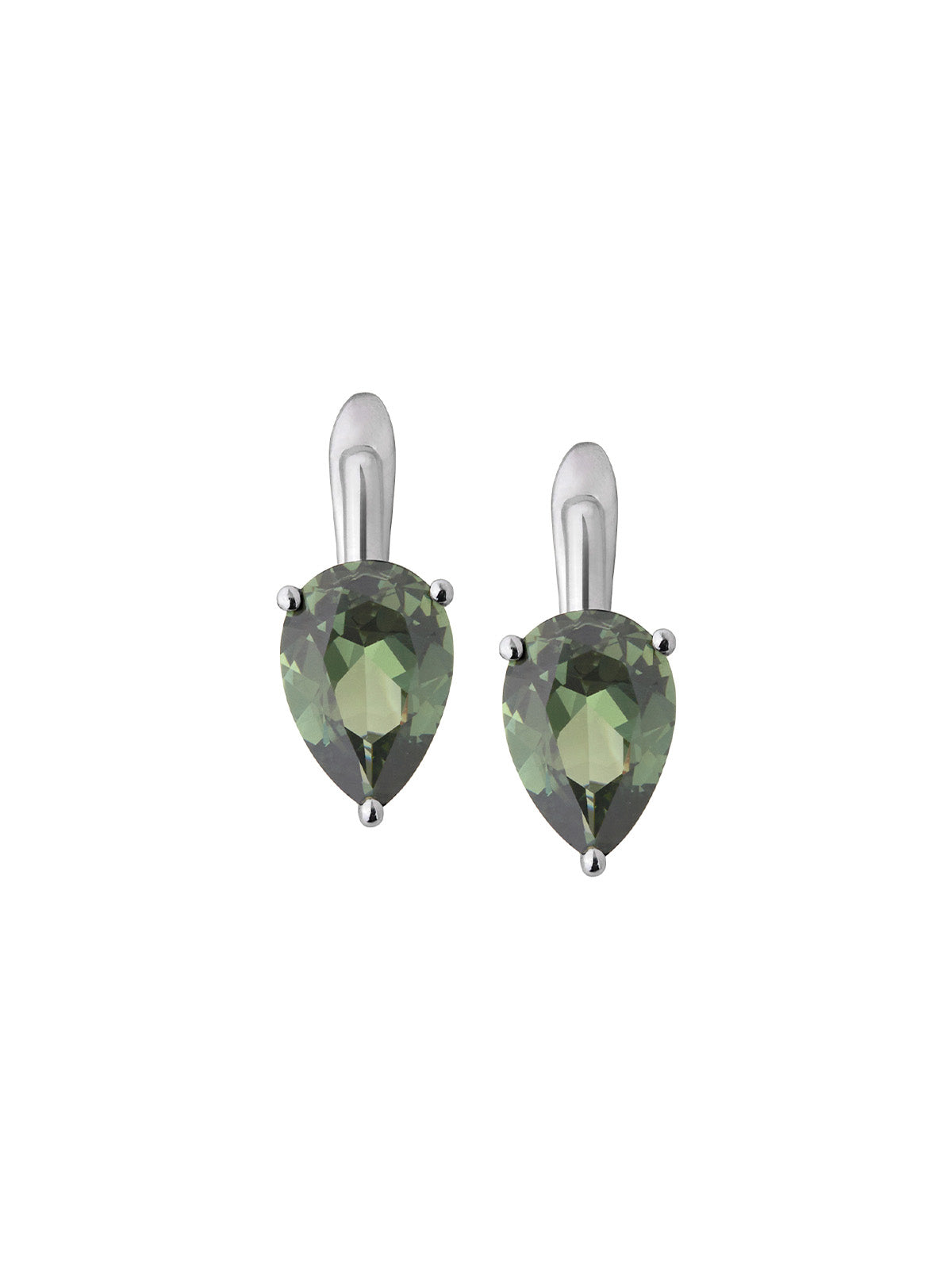 PORTER LAB MOSS GREEN PEAR CUT DROP EARRINGS, SILVER