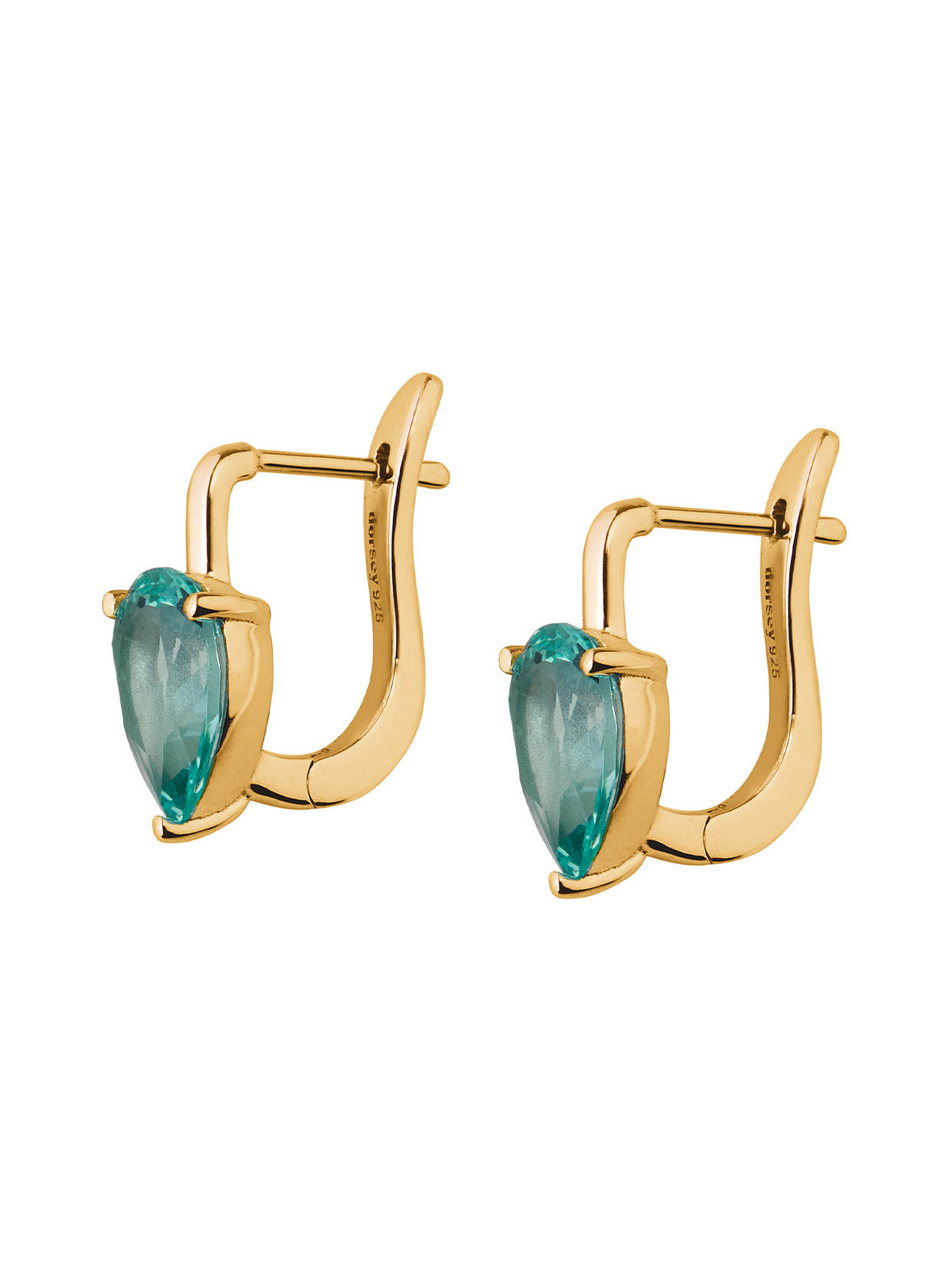 PORTER NANO AZURE GREEN PEAR CUT DROP EARRINGS, GOLD