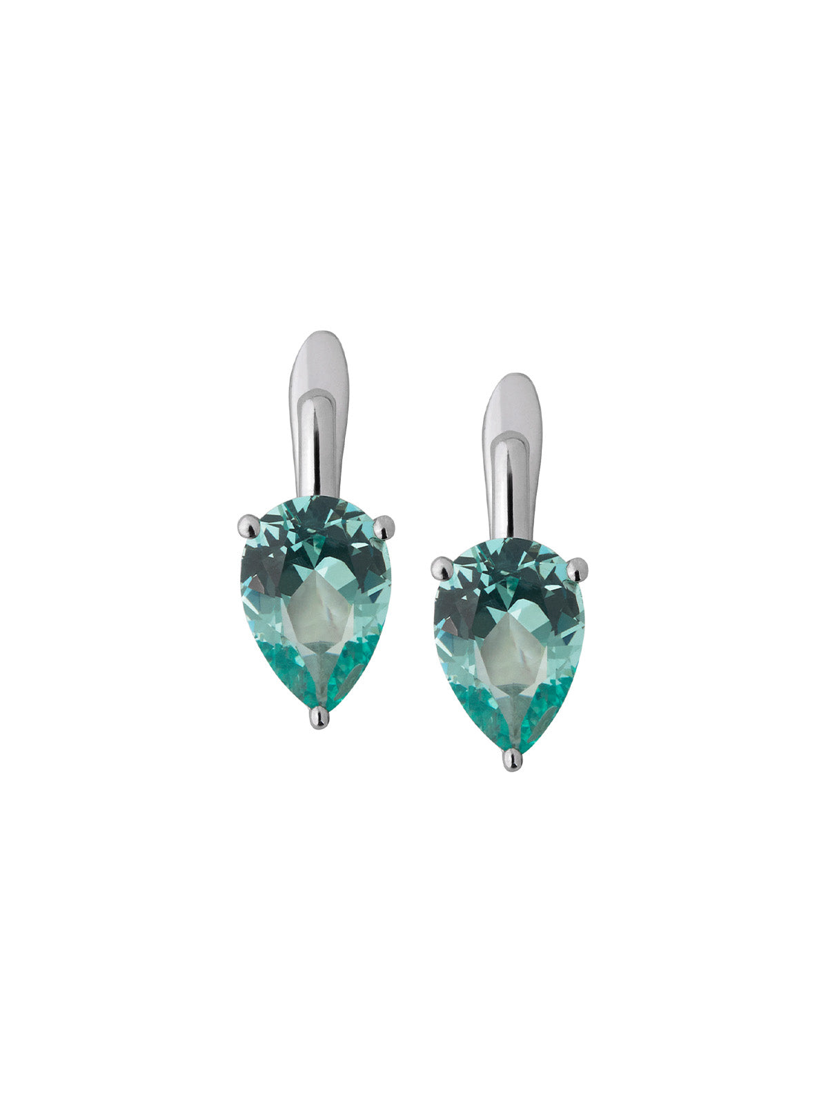 PORTER NANO AZURE GREEN PEAR CUT DROP EARRINGS, SILVER