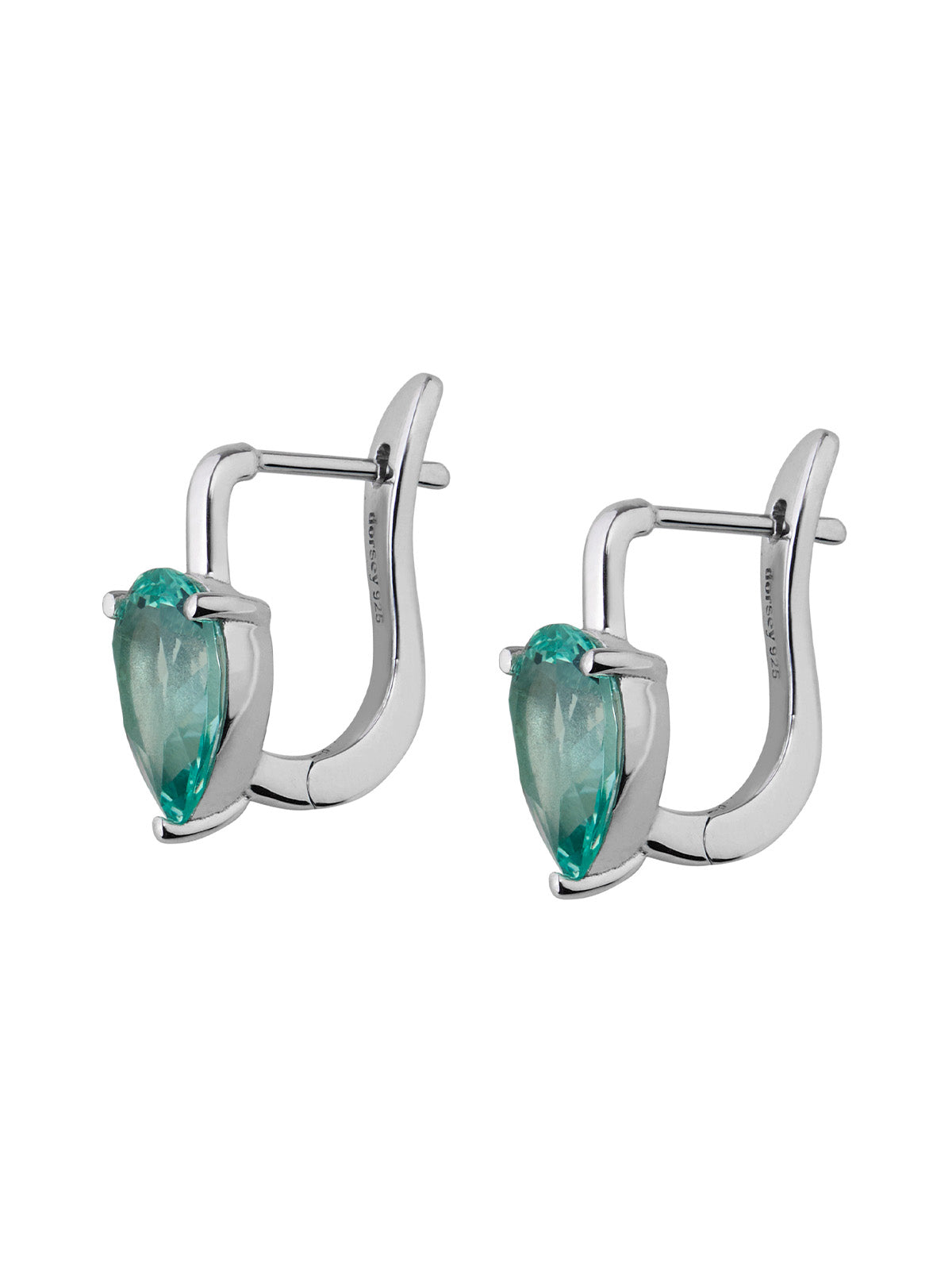 PORTER NANO AZURE GREEN PEAR CUT DROP EARRINGS, SILVER