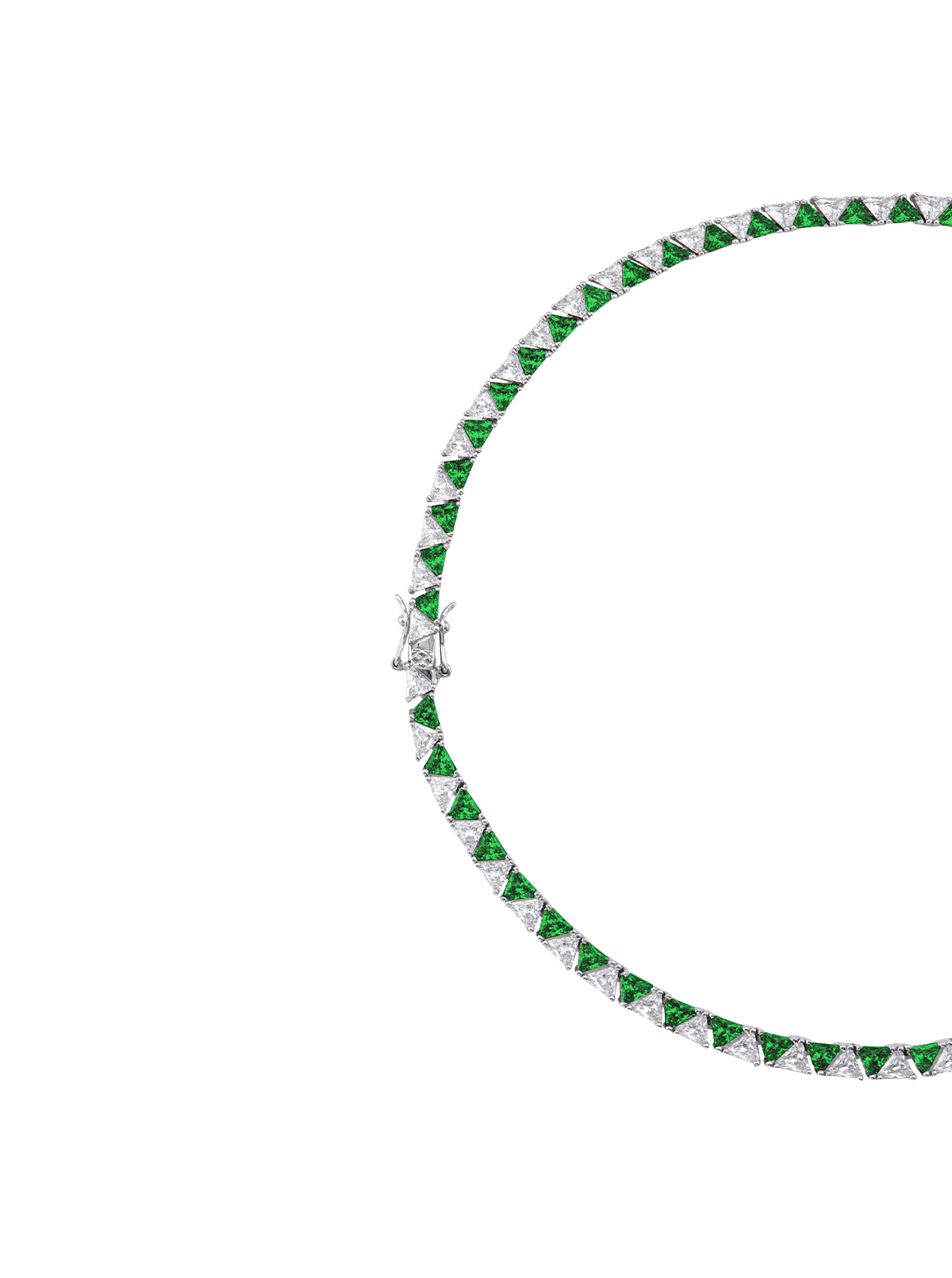 THEODORA DOUBLE TRILLION, LAB WHITE SAPPHIRE AND NANO CRYSTAL EMERALD RIVIÈRE NECKLACE