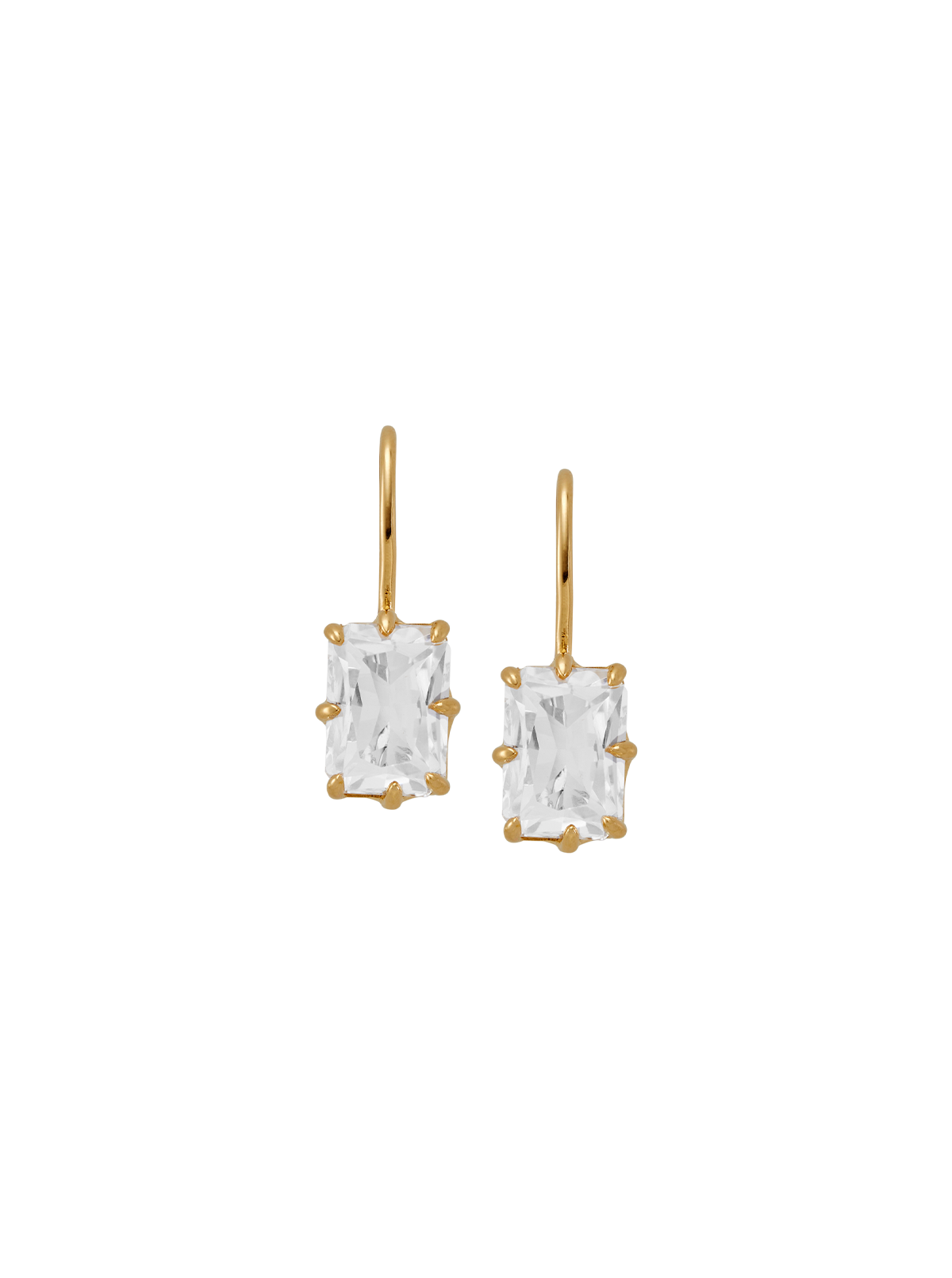 EMILE RADIANT CUT 8-PRONG LAB WHITE SAPPHIRE EARRINGS, GOLD