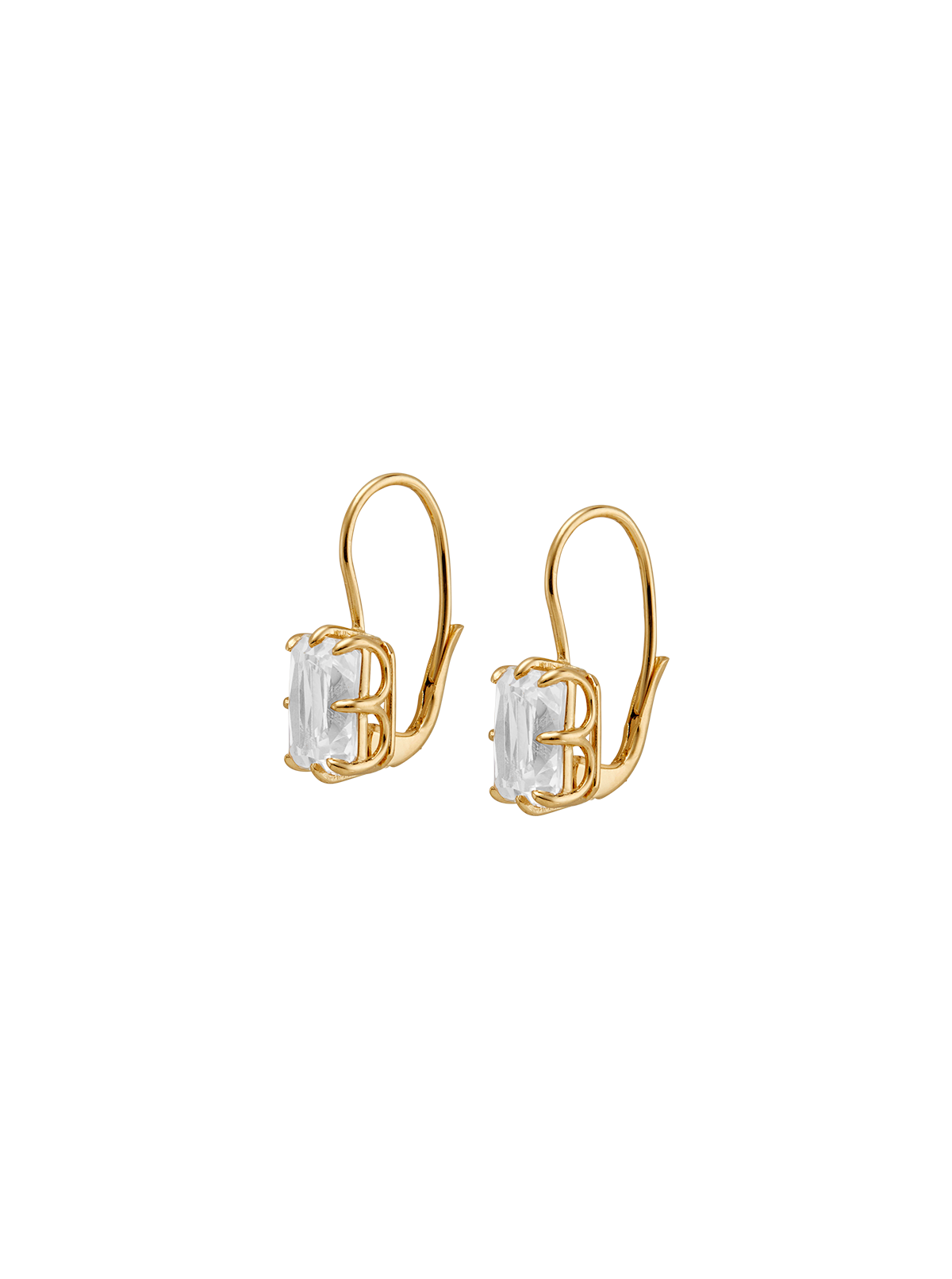 EMILE RADIANT CUT 8-PRONG LAB WHITE SAPPHIRE EARRINGS, GOLD