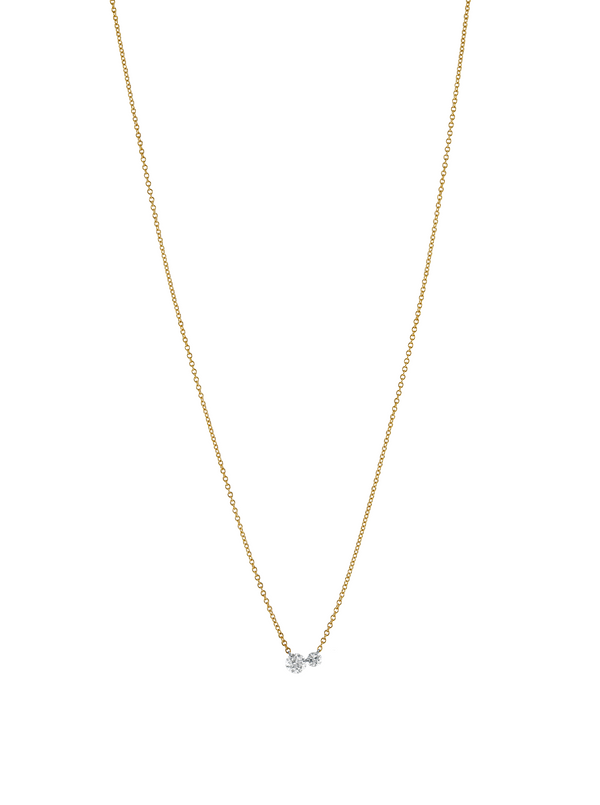 14K YELLOW GOLD FLOATING DOUBLE ROUND DIAMOND NECKLACE