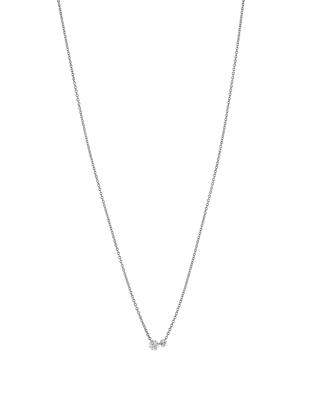 14K WHITE GOLD FLOATING DOUBLE ROUND DIAMOND NECKLACE