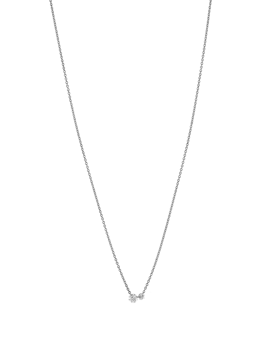 14K WHITE GOLD FLOATING DOUBLE ROUND DIAMOND NECKLACE