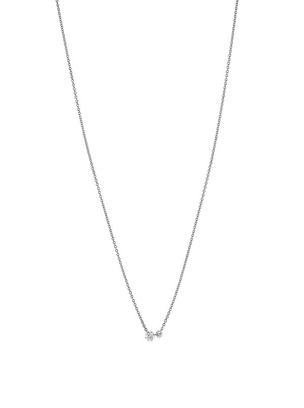 14K WHITE GOLD FLOATING DOUBLE ROUND DIAMOND NECKLACE