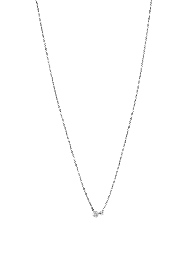 14K WHITE GOLD FLOATING DOUBLE ROUND DIAMOND NECKLACE