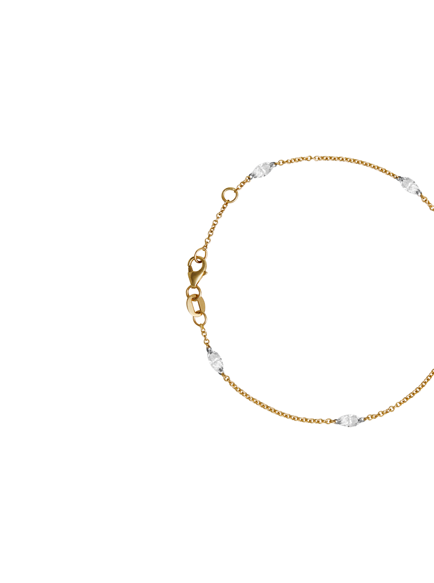 14K YELLOW GOLD FLOATING MARQUIS DIAMOND BRACELET