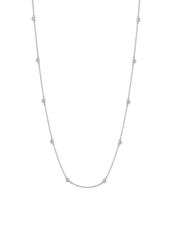 14K WHITE GOLD FLOATING ROUND DIAMOND STRAND NECKLACE