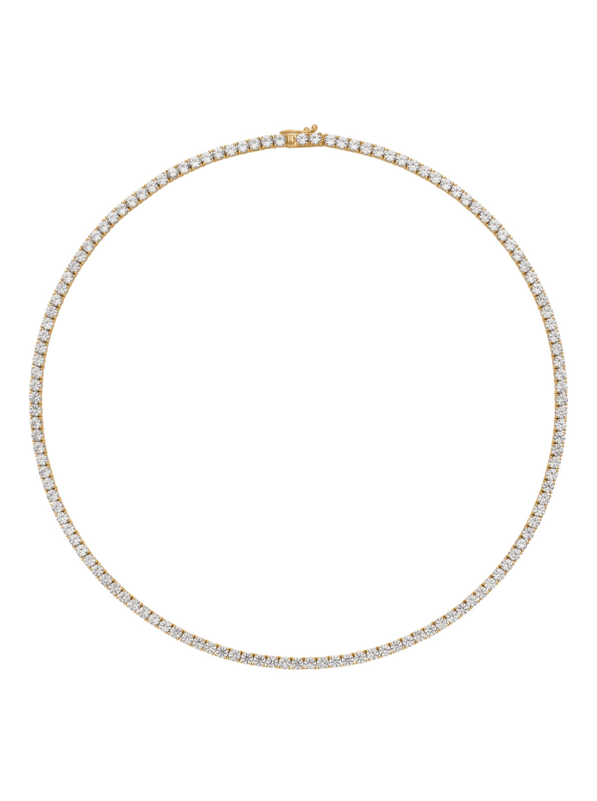 14K YELLOW GOLD MOSS ROUND CUT, 3MM 4-PRONG, LAB DIAMOND RIVIÈRE NECKLACE